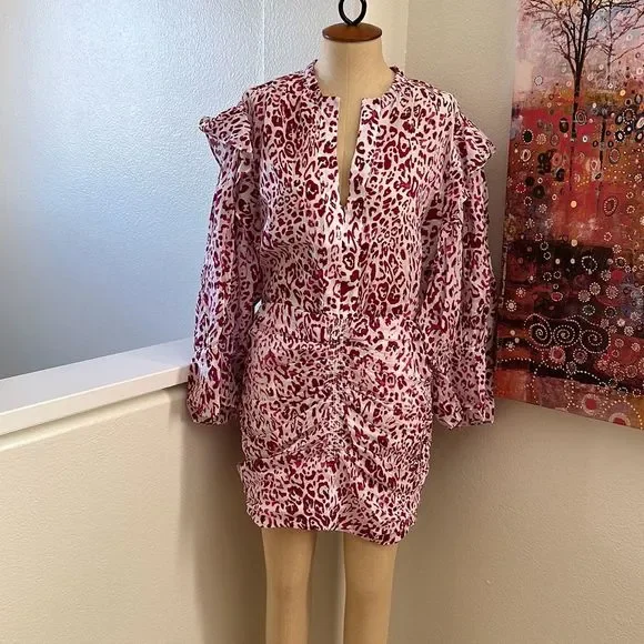 IRO Gira Dress Pink/White Size 40 - Picture 5 of 13